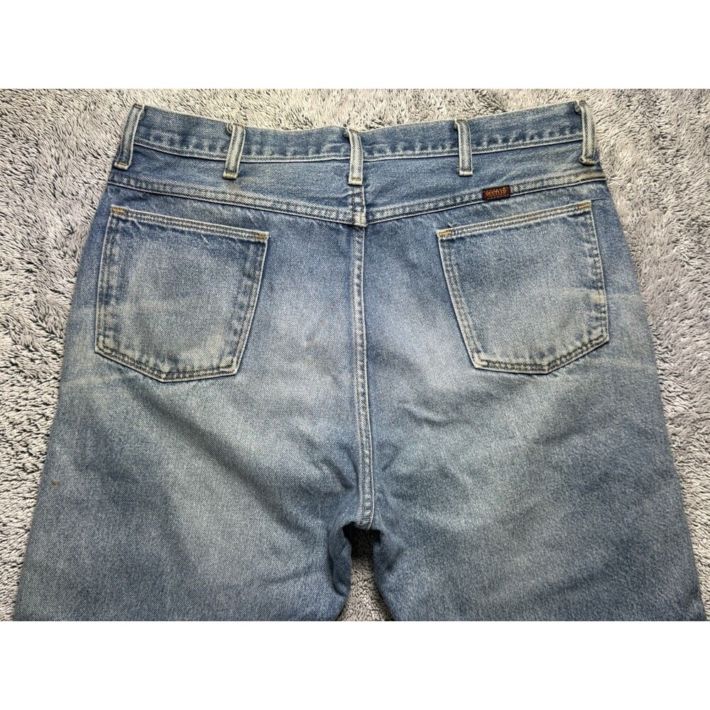 VTG Rustler Jeans Men’s 34x32 Blue Denim Distressed Faded‎ Whiskered Grunge Work - Picture 13 of 16